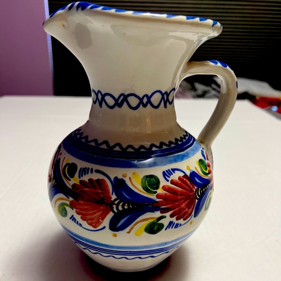 Mexican antique hand painted and signed pitcher